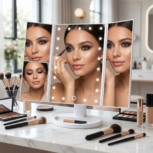 femme sublime devant son miroir grossissant lumineux X2 X3