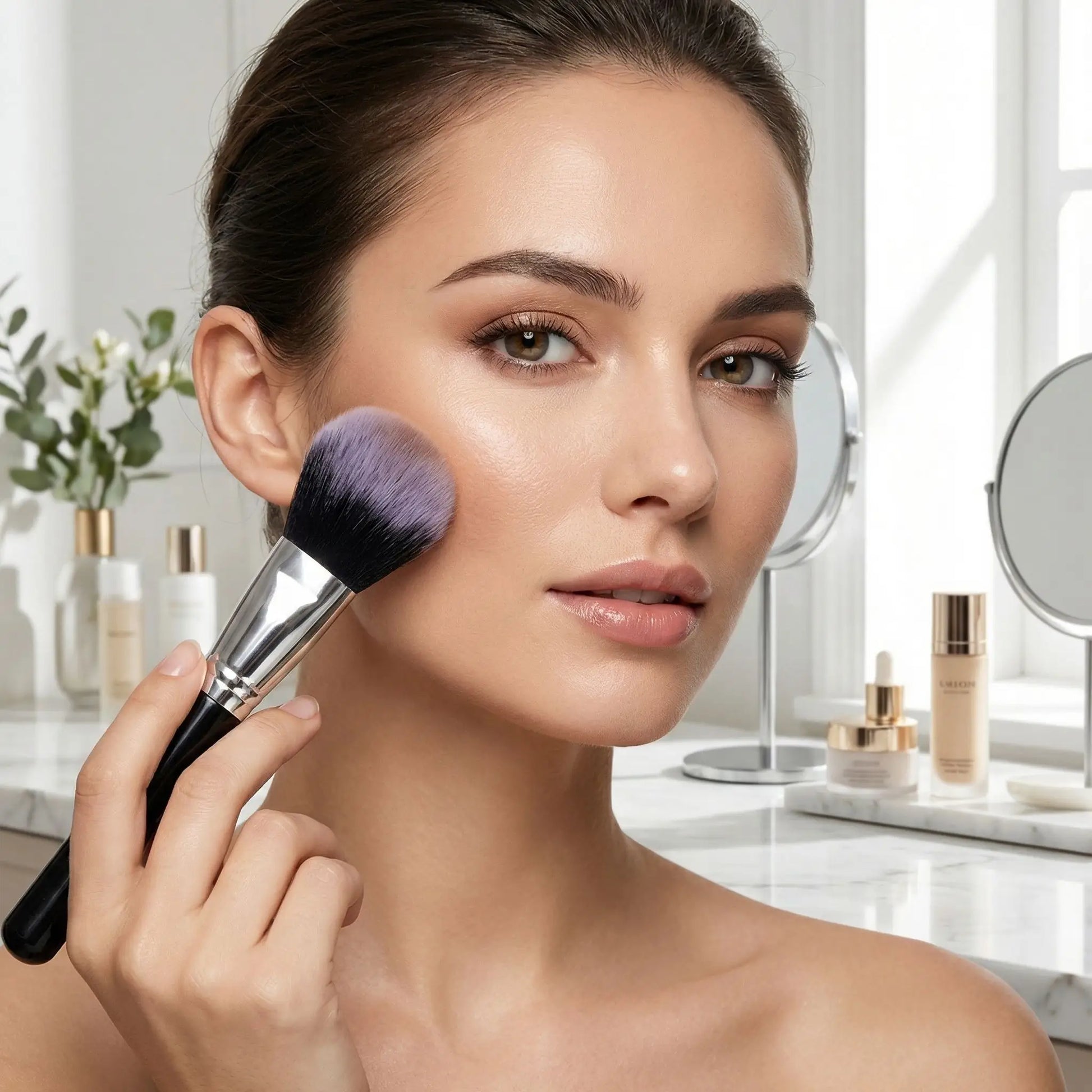 pinceau pour bronzer avec manche en bois ergonomique